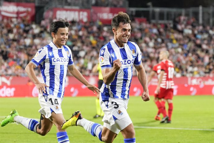 Zubimendi celebra un gol para la Real Sociedad.