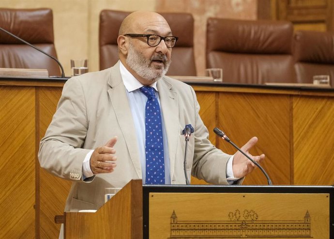 El diputado de Vox Alejandro Hernández, este viernes en su defensa de una PNL sobre vivienda en el Pleno del Parlamento.