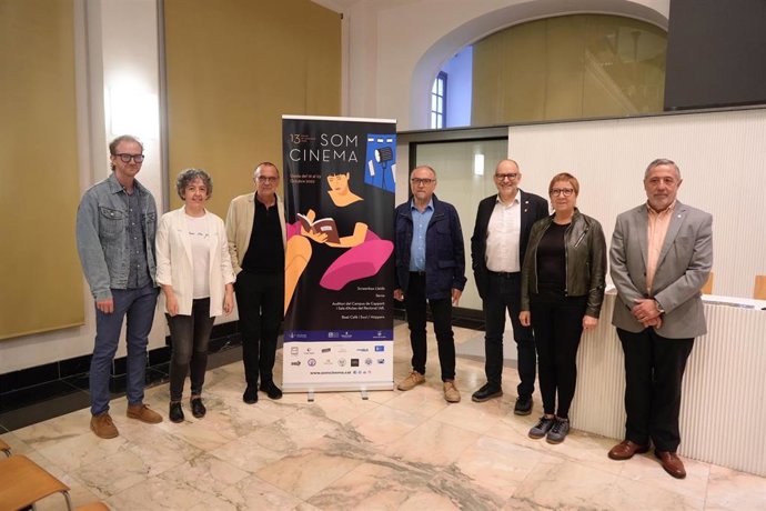 El equipo de Som Cinema junto Miquel Pueyo, Jaume Rutllant y Joanjo Ardanuy.