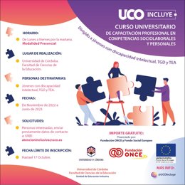 Imagen promocional de la convocatoria del curso 'UCOincluye'.