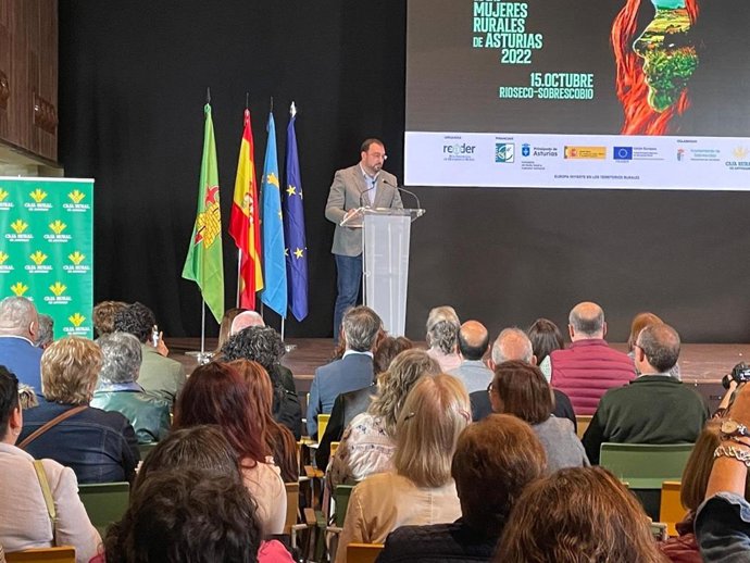 El presidente del Principado de Adrián Barbón en la apertura de los actos conmemorativos del Día Internacional de las Mujeres Rurales.