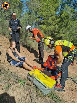 Rescatada una mujer lesionada en la pierna en las cascadas de Anna (Valencia)