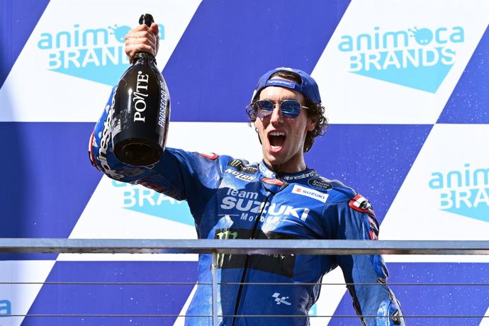 Alex Rins celebra la seva victria a Austrlia