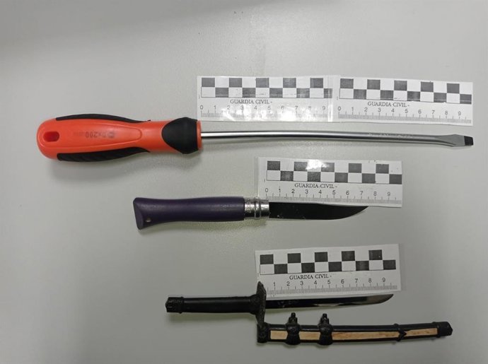 Armas que portaba el detenido.