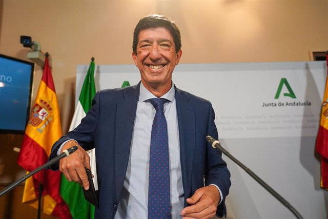 Archivo - Juan Marín en una rueda de prensa en el Palacio de San Telmo en su etapa como vicepresidente de la Junta de Andalucía, Juan Marín, en una imagen de archivo