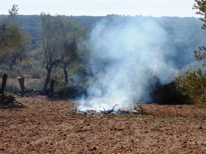 Quema de rastrojo agrícola.