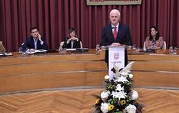 El alcalde de Logroño, durante su discurso del Debate de la Ciudad 2022