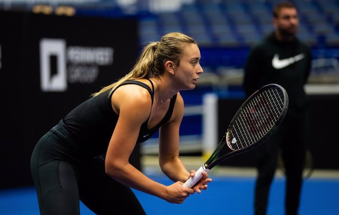 Paula Badosa of Spain during practice ahead of the 2022 Agel Open WTA 500 tennis tournament