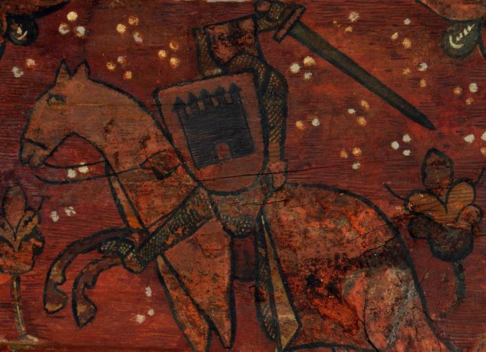 Fragmento de artesonado. Caballero. Colección particular.