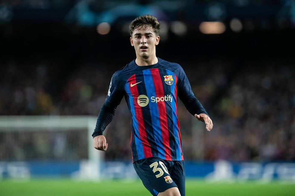 El centrocampista del FC Barcelona Gavi durante un partido