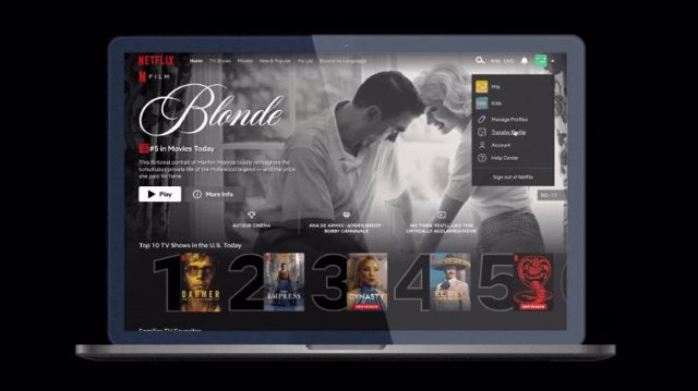 Interfaz de Netflix con la opción 'Transferir perfil'