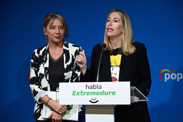 Merida. Sede Partido Popular . Maria Guardiola. Habla Extremadura. Rueda De Prensa Presupuestos