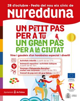 Cartel de las fiestas por la reapertura de la calle Nuredduna y la plaza Francesc Garcia Orell.