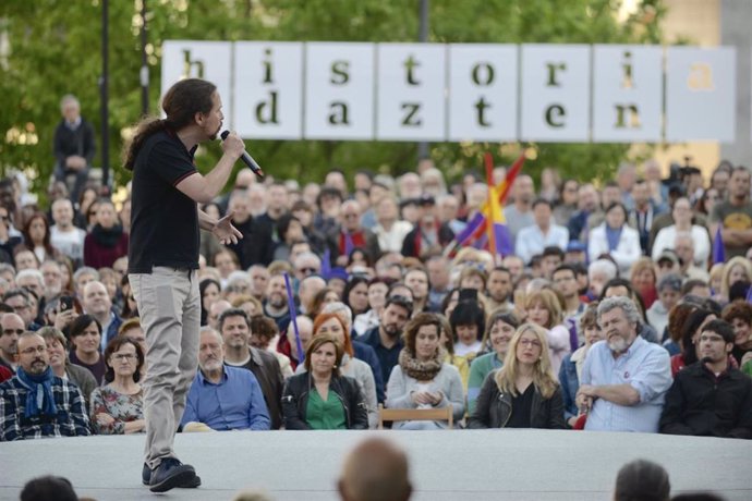 Archivo - El exlíder de Podemos Pablo Iglesias en un acto en la campaña a las elecciones generales de abril de 2019.