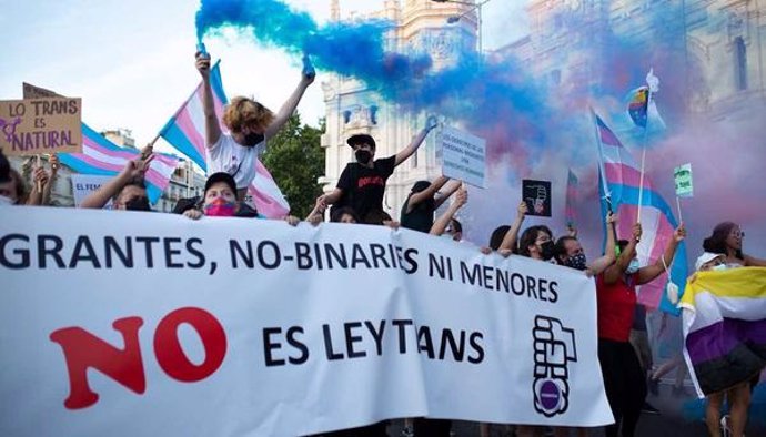 Representantes de la Federación Plataforma trans durante una manifestación