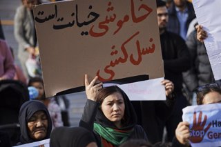 Protestas en Copenhague, Dinarmaca, por la persecución de la etnia hazara en Afganistán.