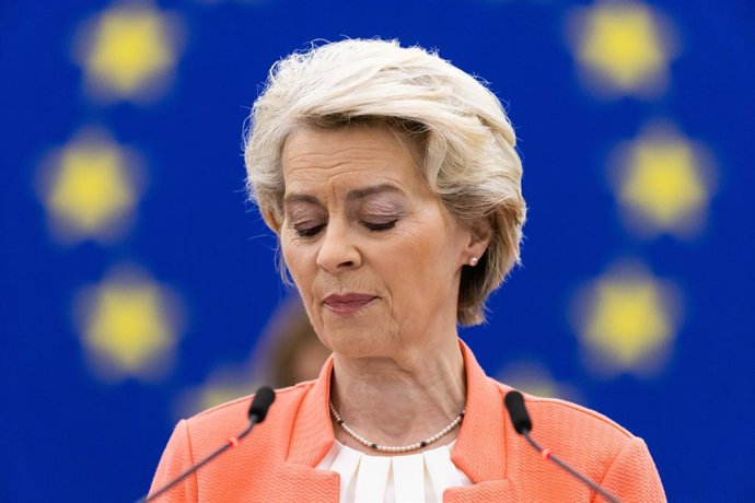 05 October 2022, France, Strasbourg: President of the European Commission Ursula von der Leyen speaks during a plenary session in the European Parliament. Photo: Philipp von Ditfurth/dpa