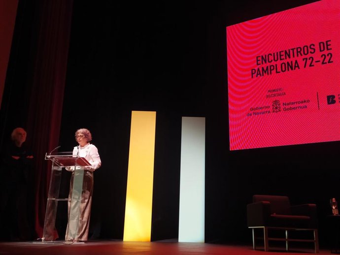 La consejera Esnaola, durante su intervención en la última jornada de los Encuentros de Pamplona 72-22