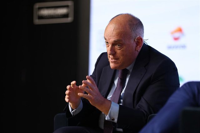 Archivo - Javier Tebas, presidente de LaLiga, durante un acto