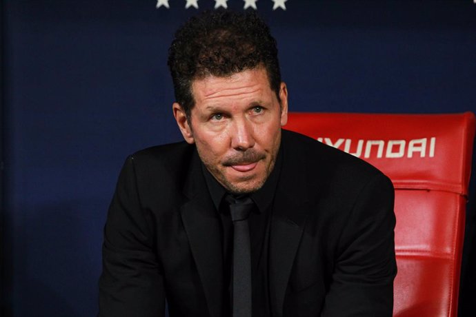 Diego Pablo Simeone, head coach of Atletico de Madrid, looks on during the spanish league, La Liga Santander, football match played between Atletico de Madrid and Rayo Vallecano at Civitas Metropolitano stadium on October 18, 2022, in Madrid, Spain.