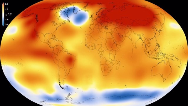 Durante el siglo pasado, la temperatura de la superficie global ha ido en aumento, excepto en una franja de la región en el Atlántico Norte subpolar que se está enfriando en general, conocida como "agujero de calentamiento".