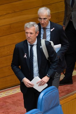 El presidente de la Xunta, Alfonso Rueda, en la sesión de control. 