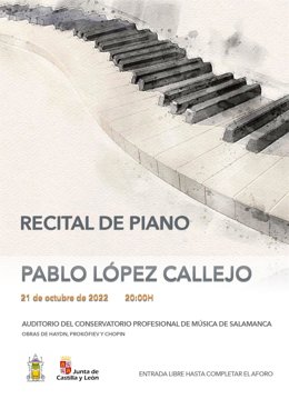 Cartel promocional del concierto de Pablo López Callejo en el Conservatorio Profesional de Salamanca.