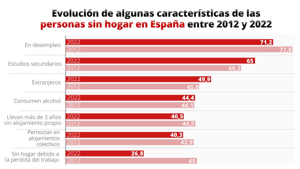 Características de las personas sin hogar en España