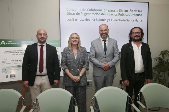 Firma del convenio de colaboración de la Junta con Los Barrios, Medina Sidonia y El Puerto de Santa María para la ejecución de obras de regeneración de espacios públicos urbanos