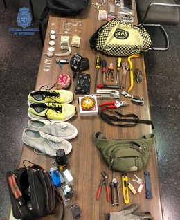 Objetos intervenidos por la Policía Nacional en Palma.