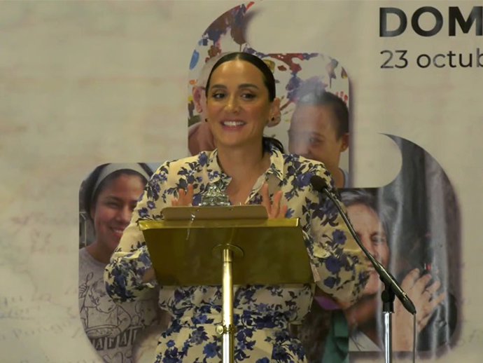 Tamara Falcó durante su discurso del Domund