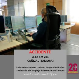 Gráfico elaborado por el 112 con los datos del accidente de circulación registrado en la A-62 en Cañizal