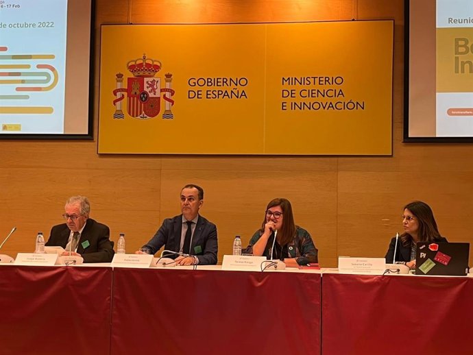 El secretario general de Investigación e Innovación, Pablo Cortés, durante su intervención en la reunión del Comité organizador de Transfiere 2023