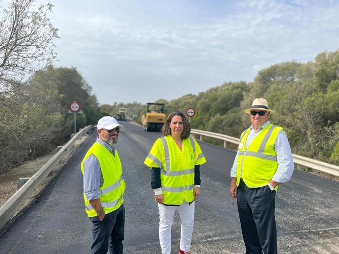 Carmen Sánchez en las obras de la A-408 en Puerto Real.