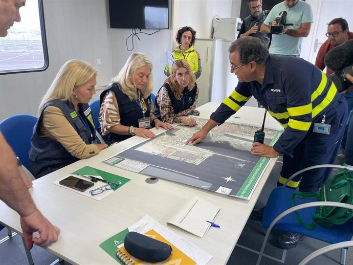Mercedes Colombo en el puerto de mando avanzado en el simulacro en Algeciras.