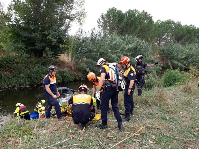 Instante de uno de los accidentes simulados para la práctica.