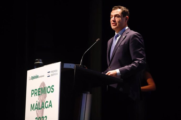 El Presidente De La Junta De Andalucía, Juanma Moreno, Interviene En La Entrega De Los Premios Del Diario La Opinión De Málaga