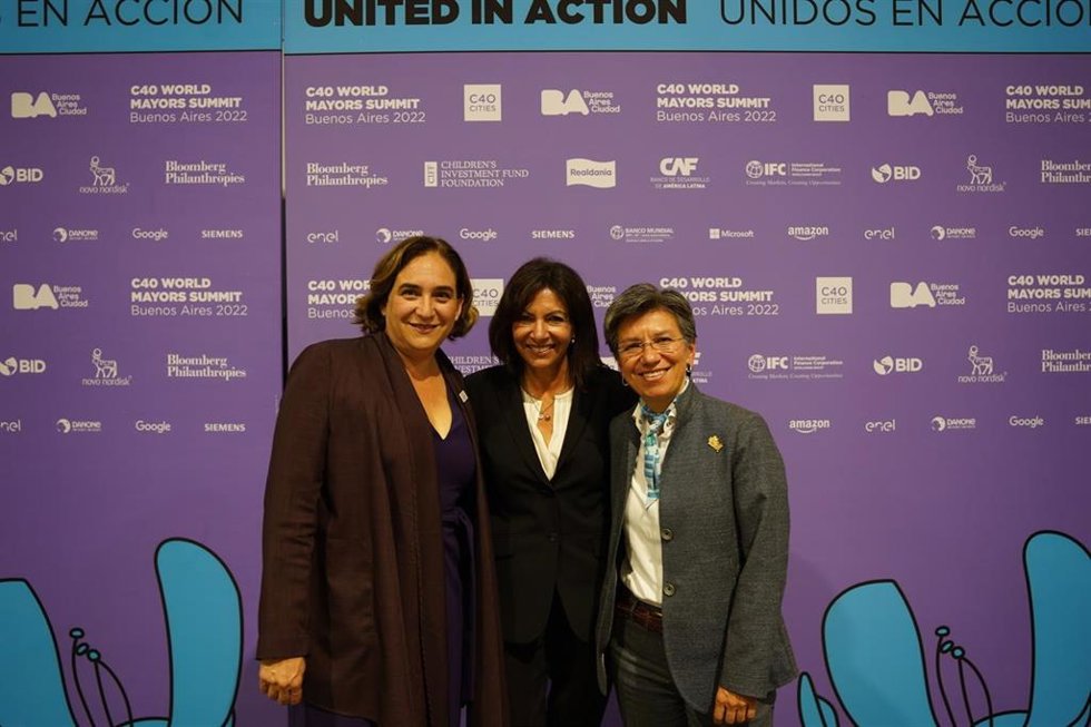 Las alcaldesas de Barcelona, Ada Colau, París, Anne Hidalgo, y Bogotá, Claudia López