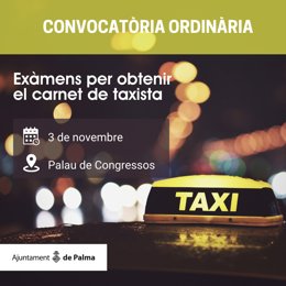 Cartel de la convocatoria de examen para taxista.