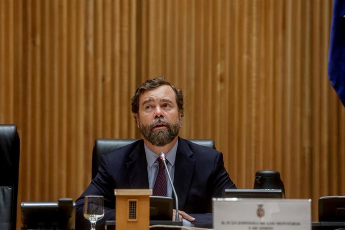 El portavoz de Vox en el Congreso, Iván Espinosa de los Monteros, interviene en la jornada El Poder Judicial: el camino hacia una independencia real en el Congreso de los Diputados.