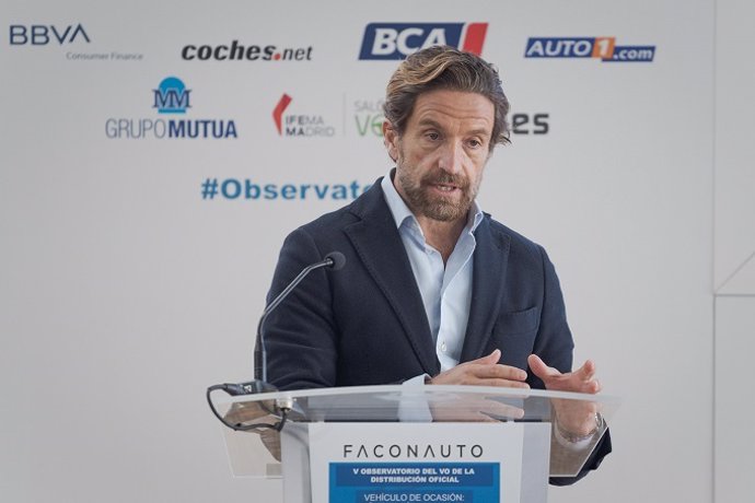 Archivo - El presidente de Faconauto, Gerardo Pérez, en el V Observatorio del VO de la Distribución Oficial celebrado en Madrid este jueves