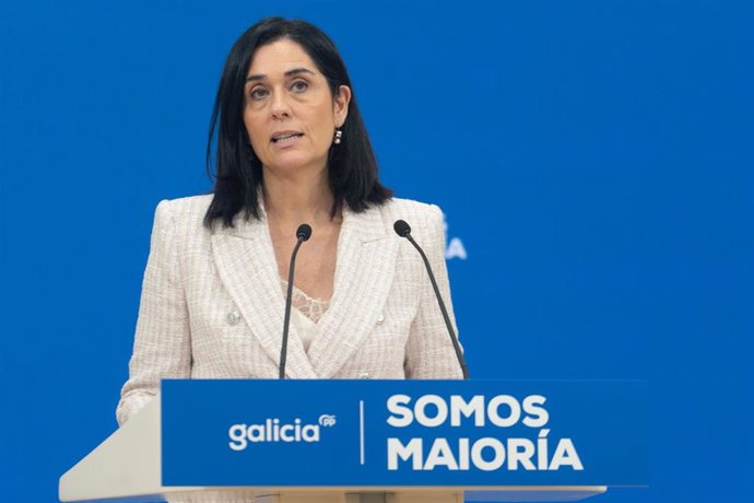 La secretaria xeral del PPdeG, Paula Prado, en rueda de prensa en Santiago.