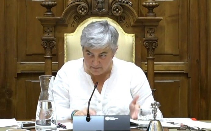 La alcaldesa de Gijón, Ana González, durante su intervención en el Pleno Municipal de Gijón