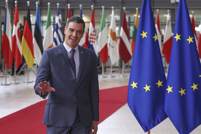 El presidente del Gobierno, Pedro Sánchez, a su llegada al Consejo Europeo que comenzó este jueves en Bruselas.
