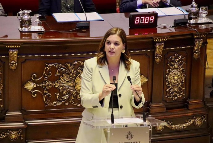 La vicealcaldesa de Valncia y portavoz socialista en su ayuntamiento, Sandra Gómez, en el Debate sobre el Estado de la Ciudad de este viernes.