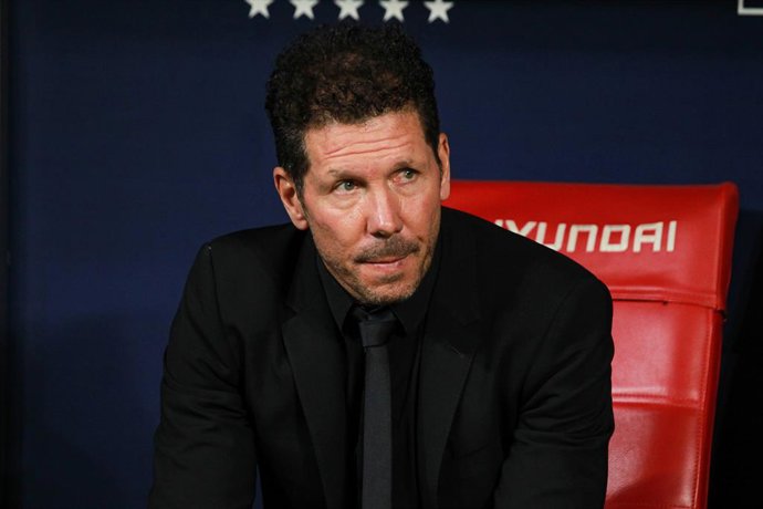Diego Pablo Simeone, head coach of Atletico de Madrid, looks on during the spanish league, La Liga Santander, football match played between Atletico de Madrid and Rayo Vallecano at Civitas Metropolitano stadium on October 18, 2022, in Madrid, Spain.