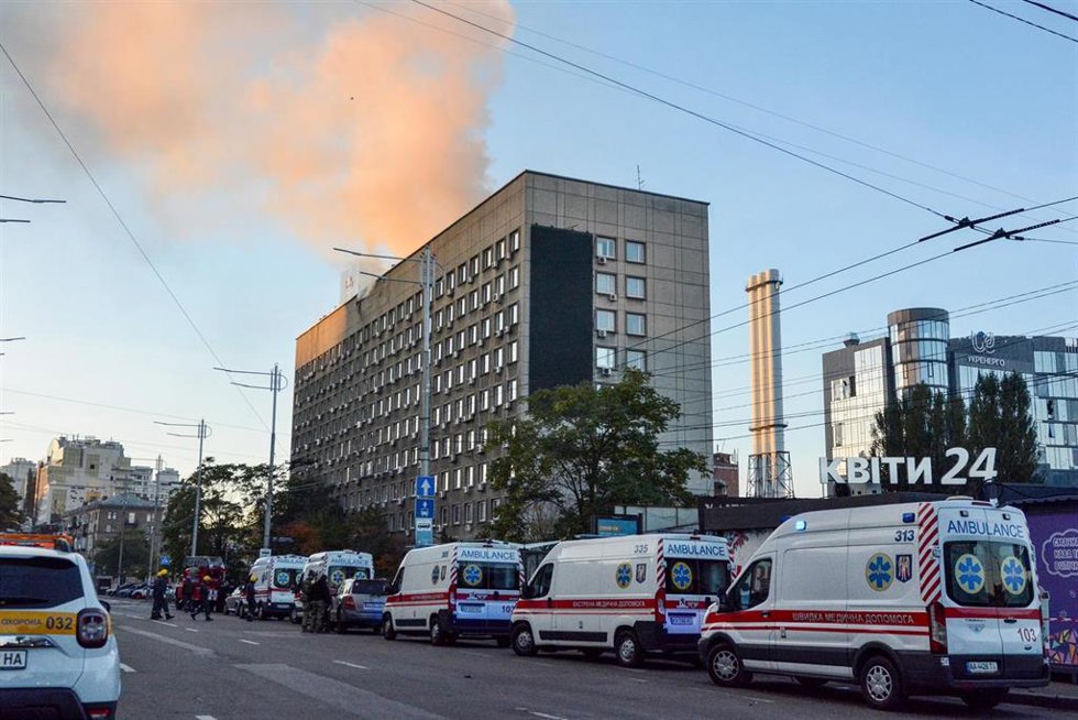 Impacto de drones kamikaze en Kiev, Ucrania