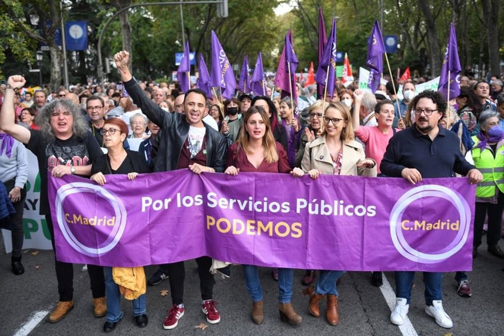 Unidas Podemos en la manifestación de sanitarios