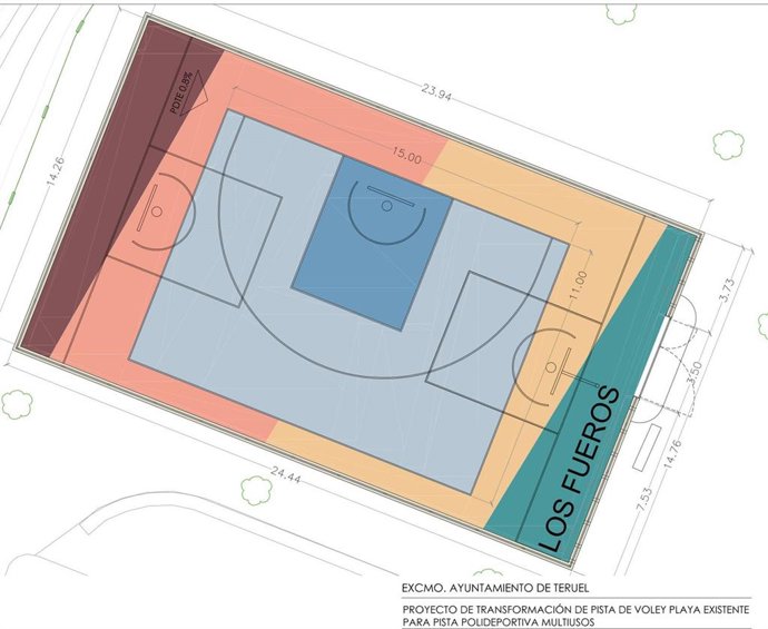 Transformación de la pista de voley.