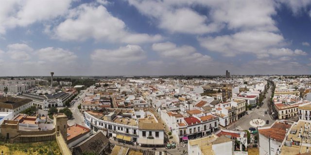 Vista áerea de Utrera (Sevilla), que ha recibido 26 millones de euros del cuarto premio del sorteo de la Lotería de Navidad, el 41.170.